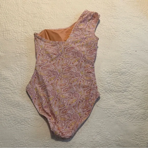 J Crew Eco ruched one-shoulder one-piece in beach paisley - Picture 4 of 4